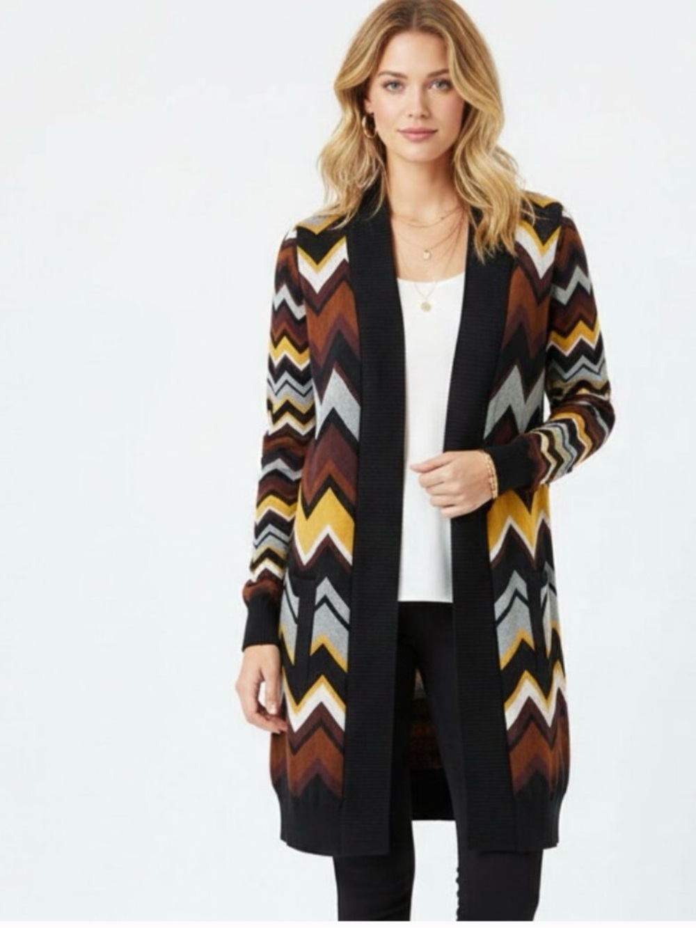 Missoni for Target Chevron Open-Front Cardigan - Black, Brown, Mustard
